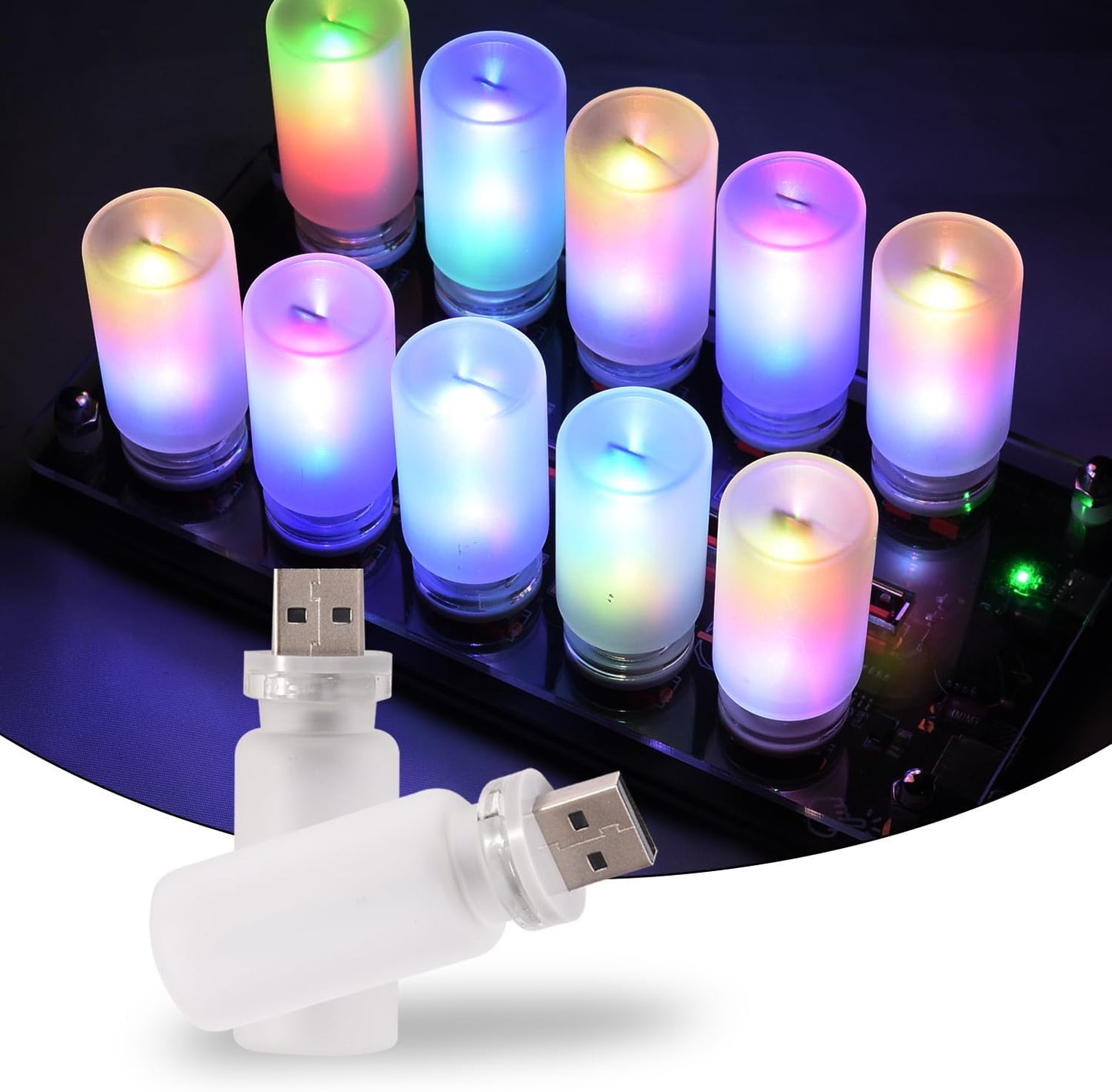 Luz Nocturna LED Portátil Control Táctil USB Vidrio 13 Modos
