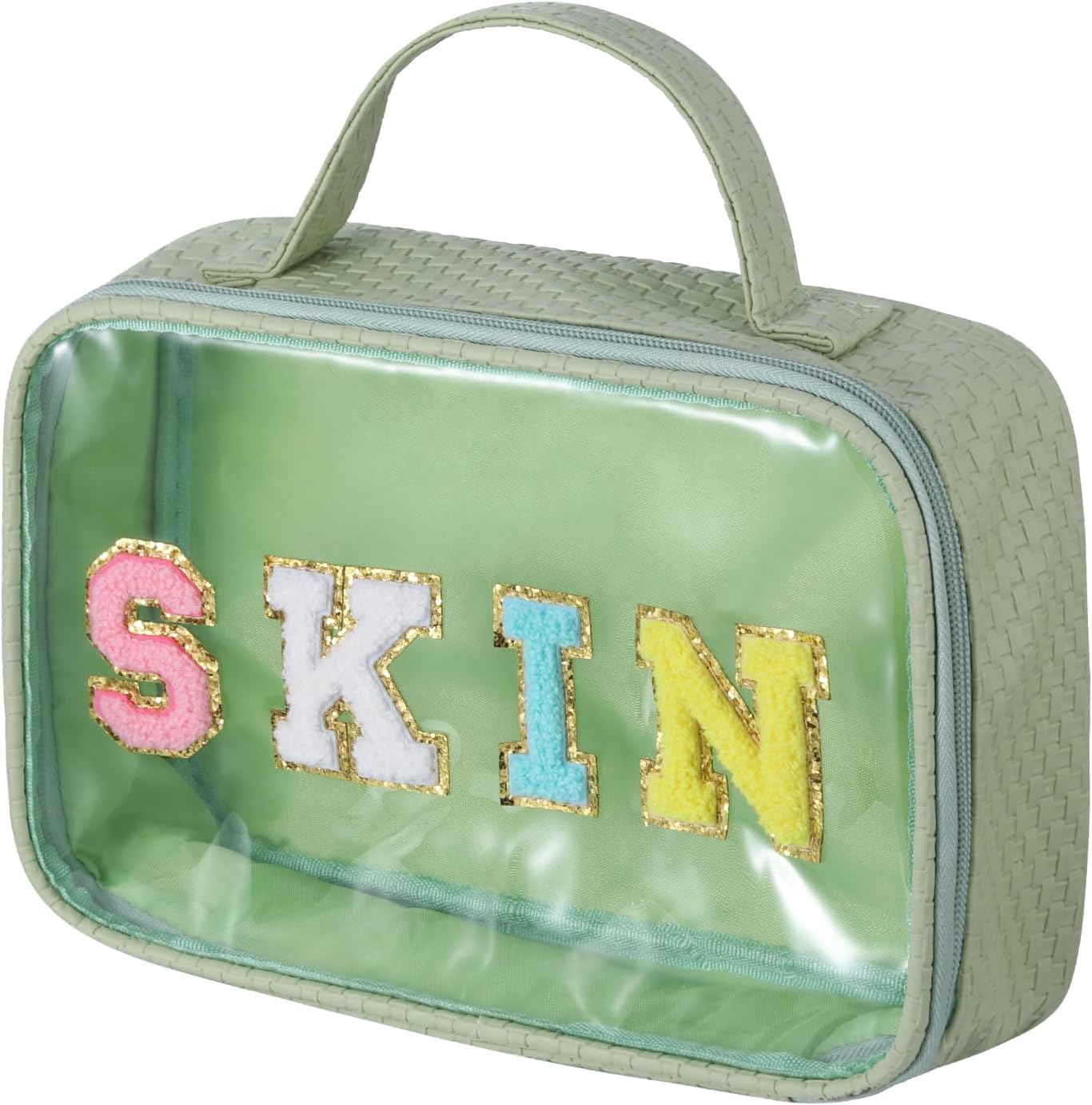 Bolsa maquillaje transparente con asa cremallera