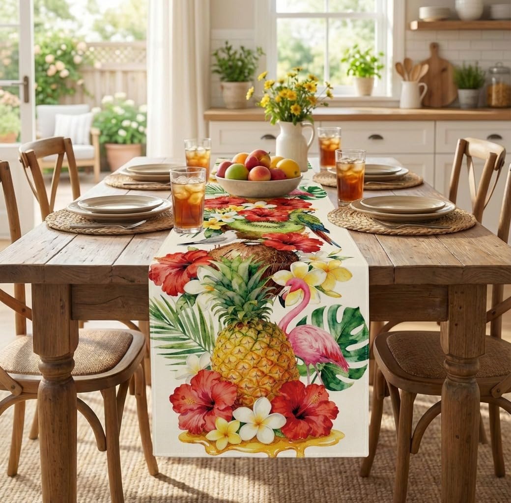 Camino de mesa tropical para cocina y comedor 13 x 72 pulgadas