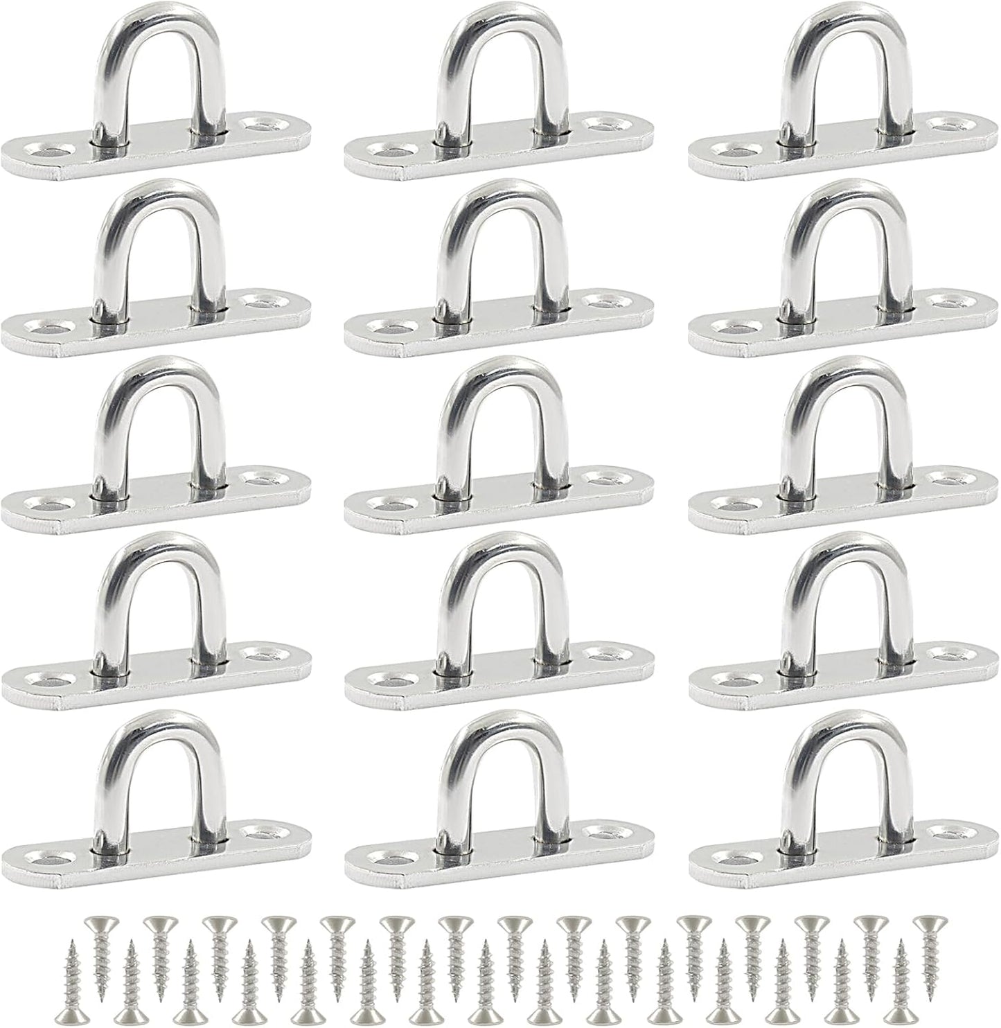 Pack 15 ganchos acero inox 304 para placa ojo montaje seguro