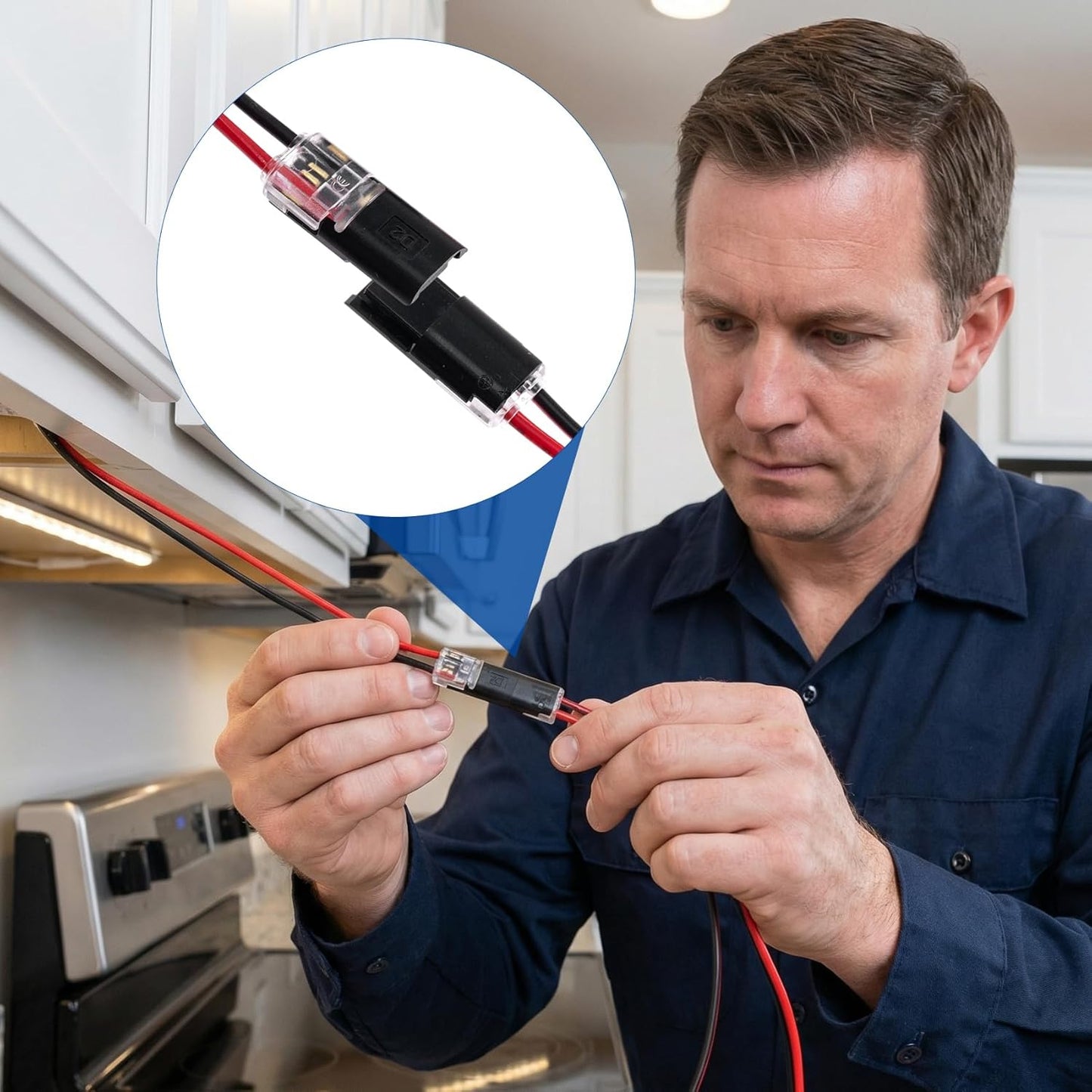 60 Conectores Cable Doble Presión para Tirillas LED Negro