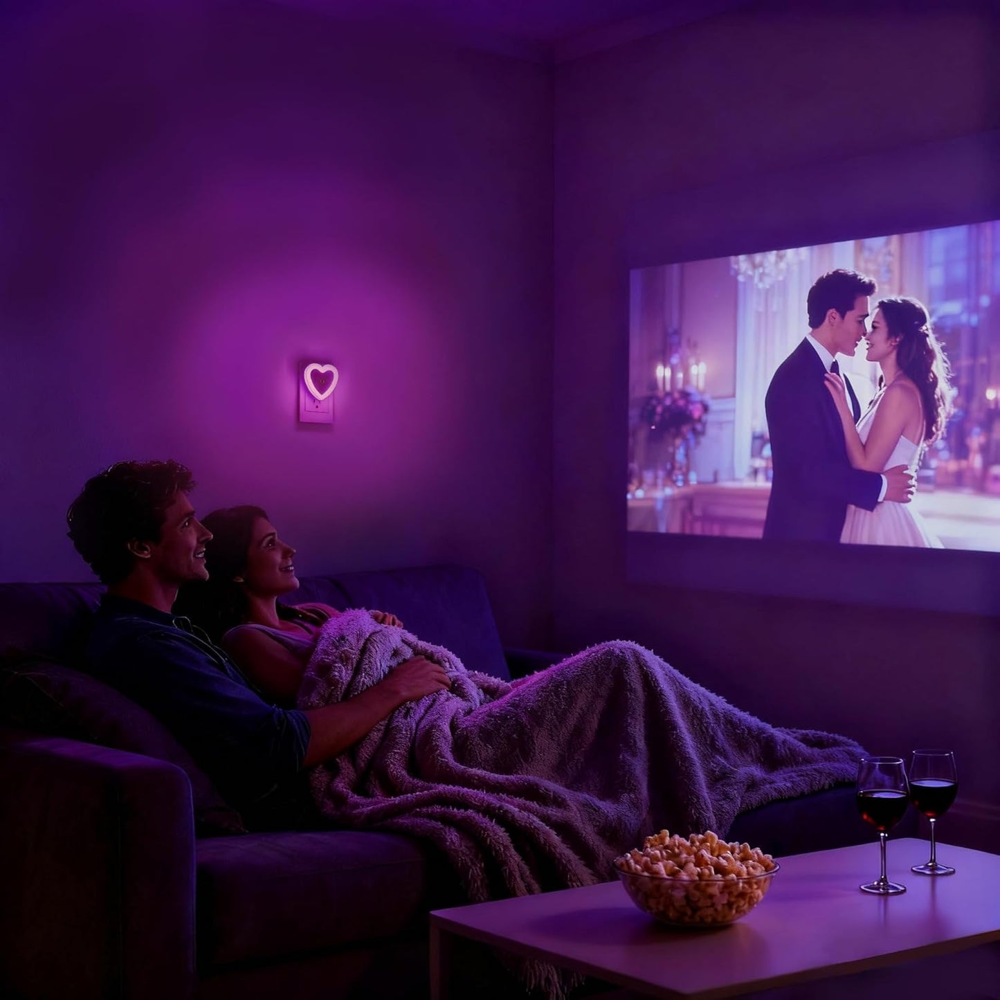 Luces LED corazón enchufables 0.5W sensor dormitorio baño