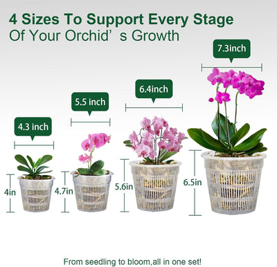 8 Macetas Orquídeas 4.3-7.5pulg Transparentes Transpirables