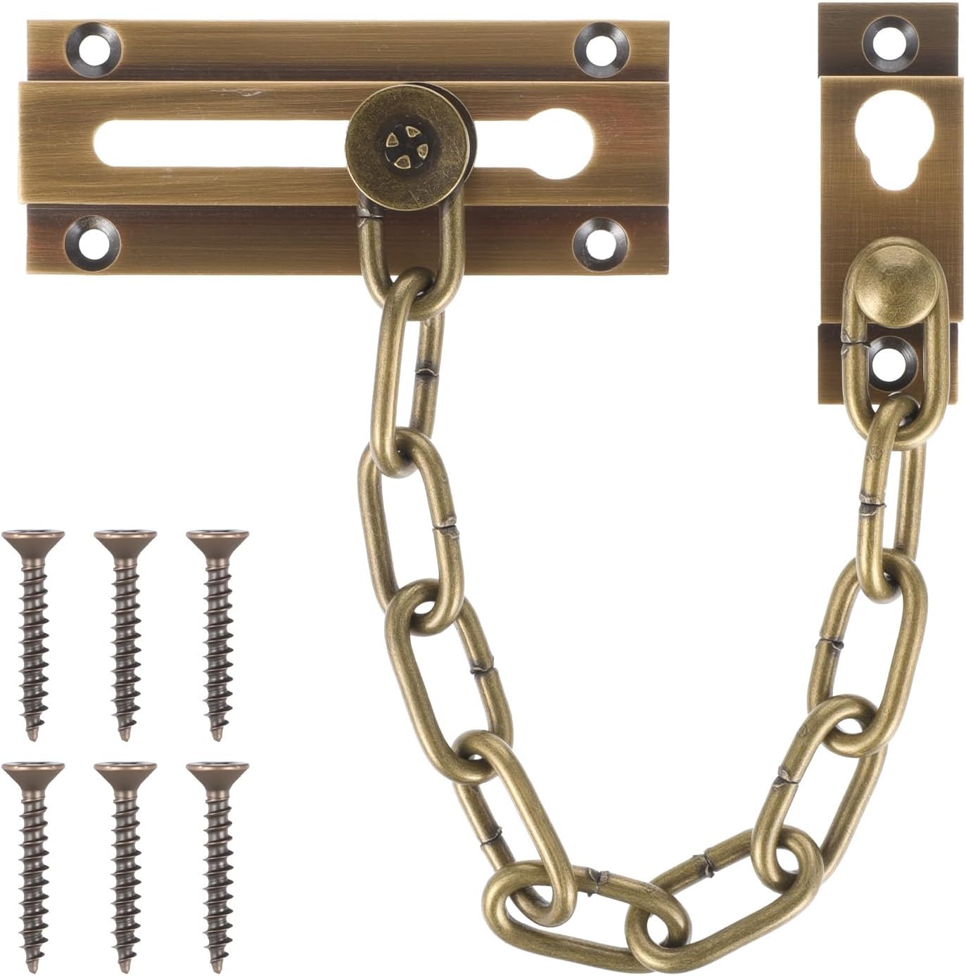 Cerradura cadena puerta bronce satinado 9 eslabones acero
