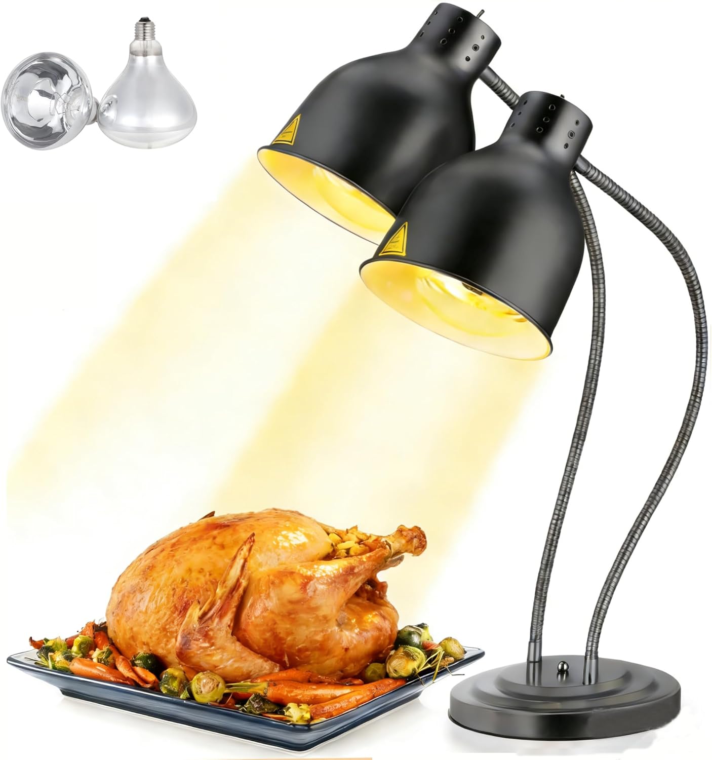 Lámpara calor doble cabezal 500W negro y 250W