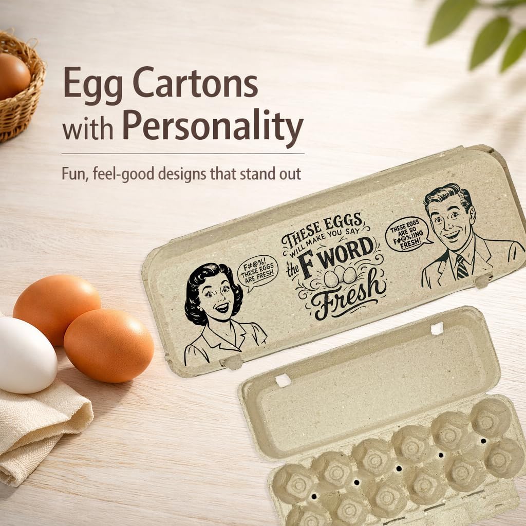 Caja huevos vintage con diseño humorístico 12 pzas