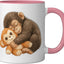Taza de cerámica Monkey Punch Sleeping rosa y blanco