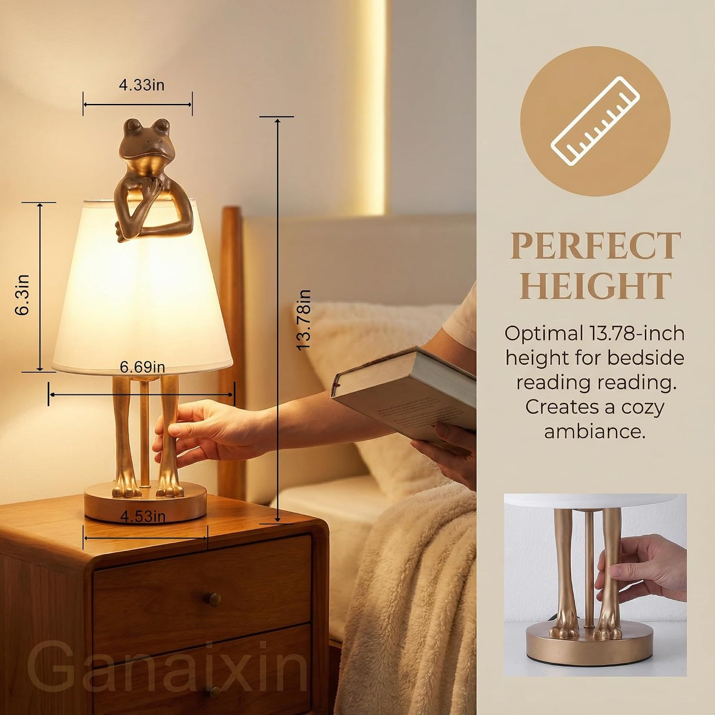 Lámpara mesa rana LED 12W con base E12 3 vías