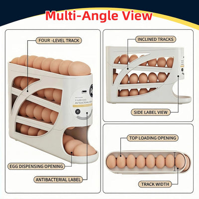 Soporte para huevos de nevera con dispensador automático de 4 niveles