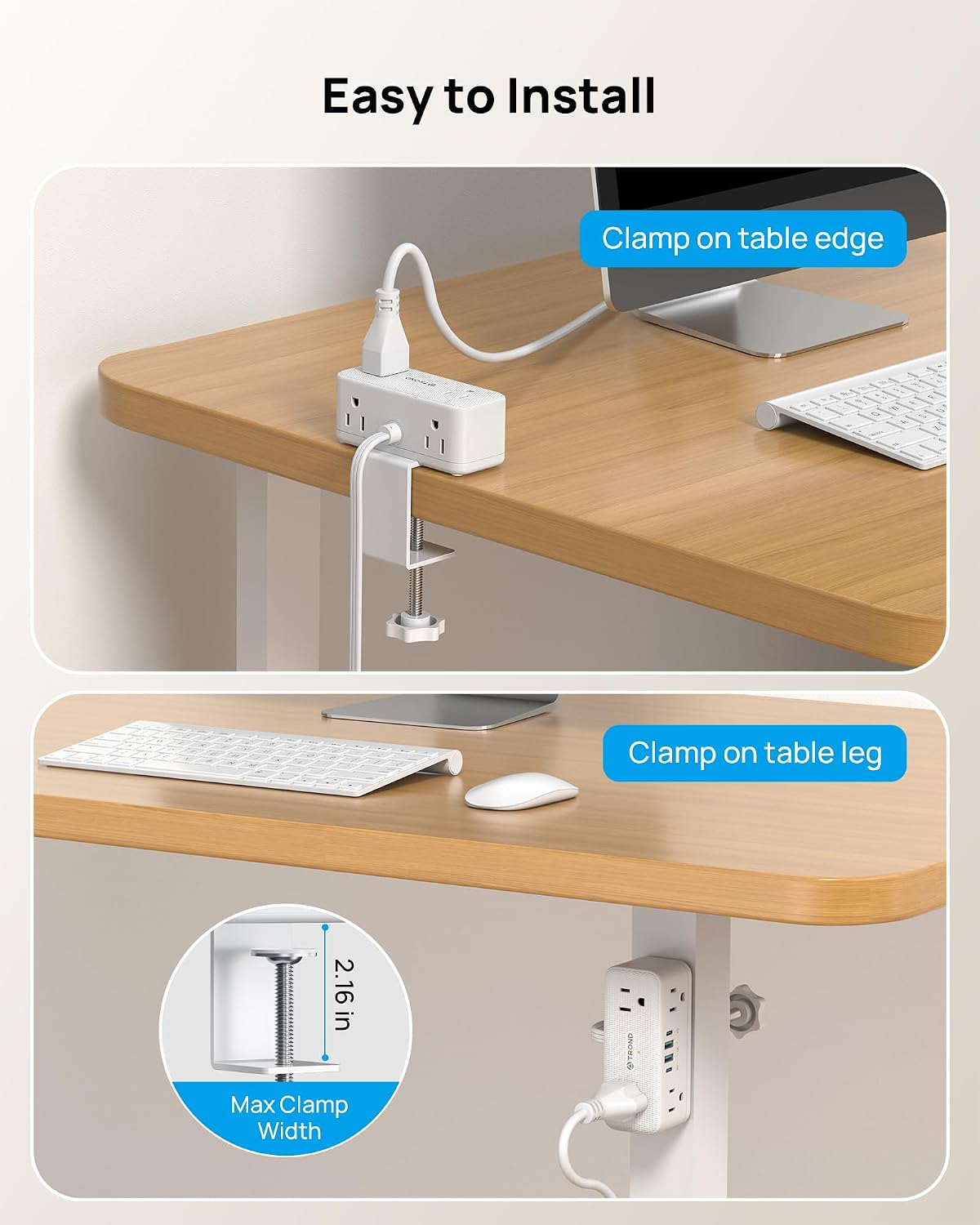 Abrazadera USB C PD 20W con enchufe plano 10ft 6 tomas 4 USB