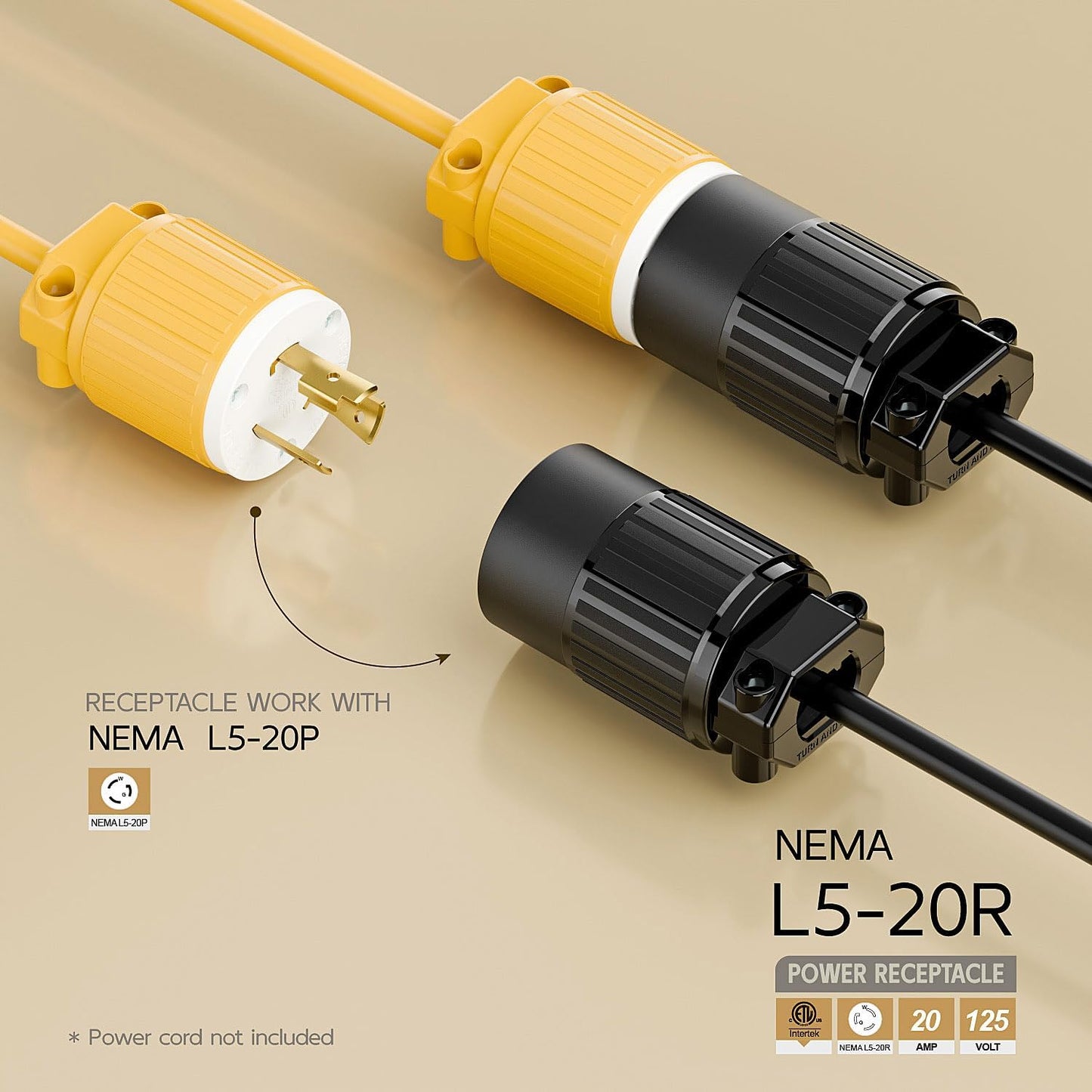 Conector Nema L5-20R 20A 125V enchufe hembra grado industrial