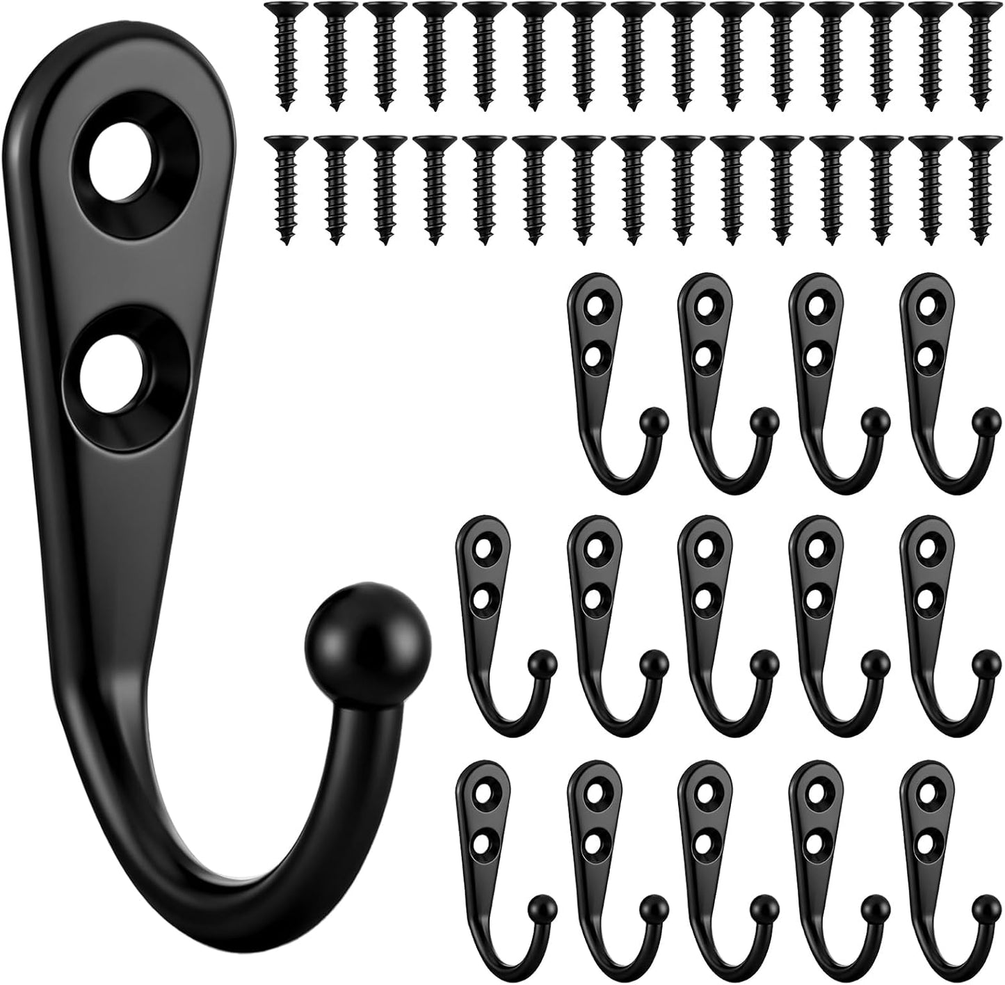 15 Ganchos Metal Negro Resistentes para Armario