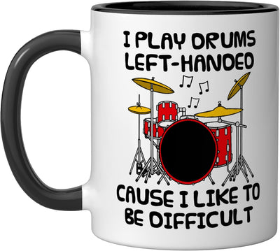 Taza cerámica para drummers zurdos I Play Drums