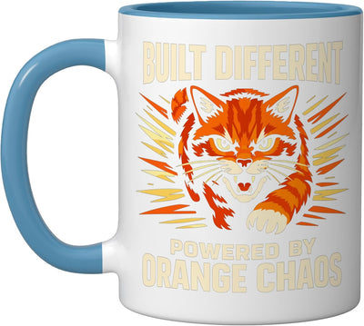 Taza Cerámica Gato Naranja Chistosa Azul/Blanco