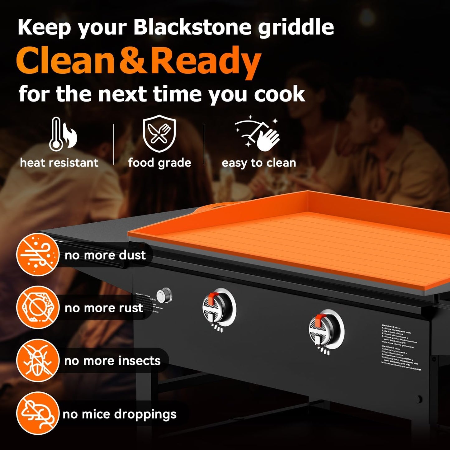 Funda silicona parrilla Blackstone 28pulg cubierta borde completo