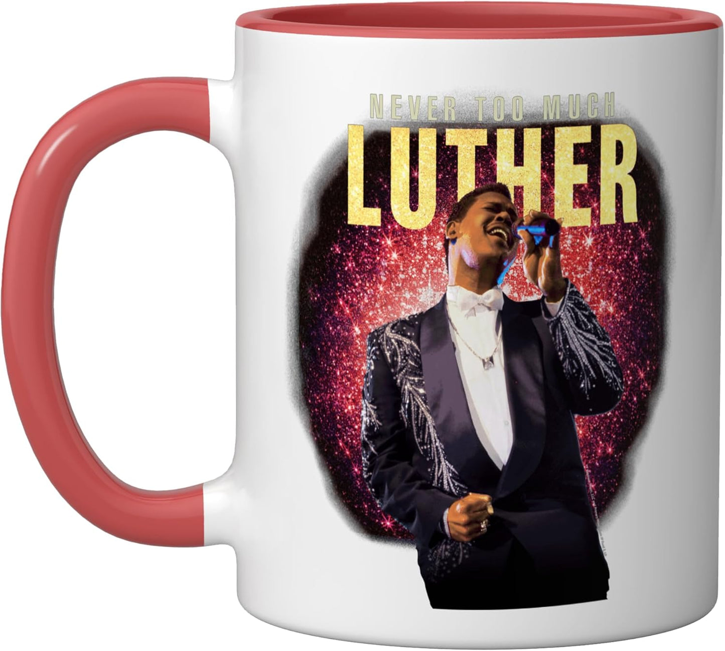 Taza cerámica Luther Vandross Never Too Much Hall of Fame roja/blanca