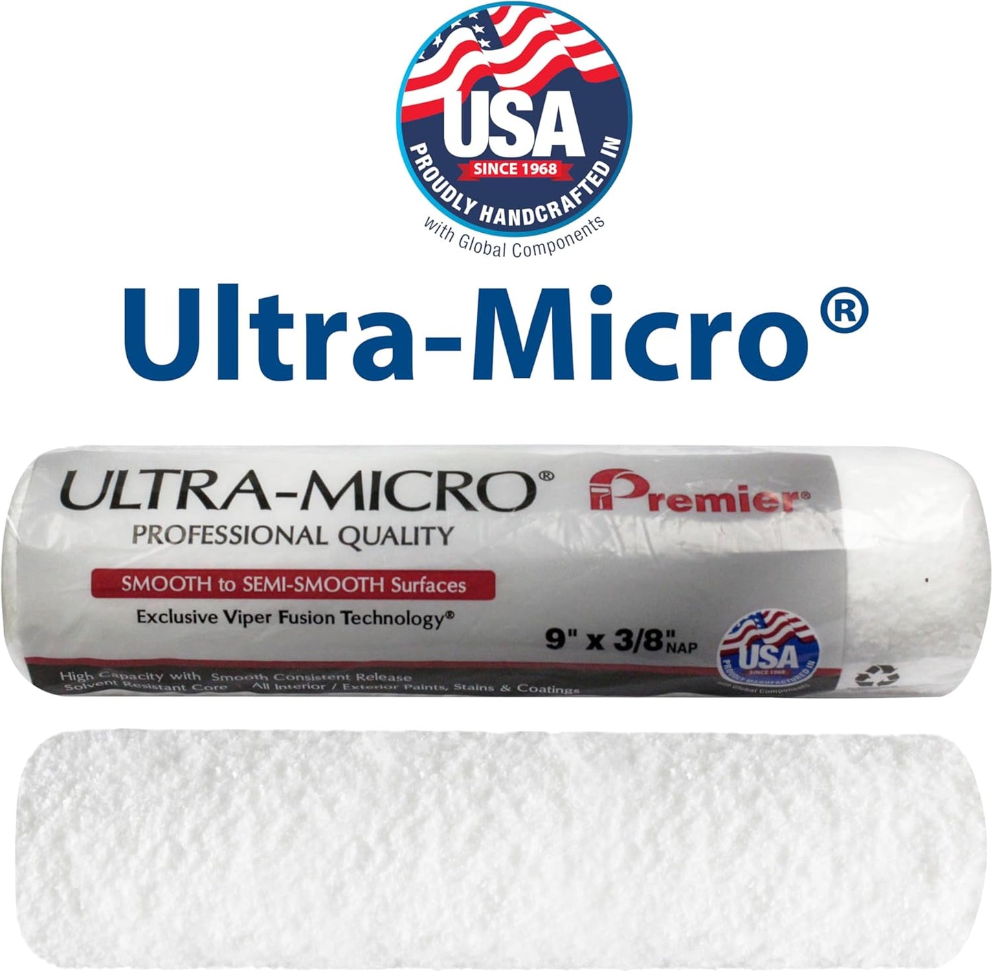 Cubierta rodillo microfibra 9x3/8pulg acabado liso profesional
