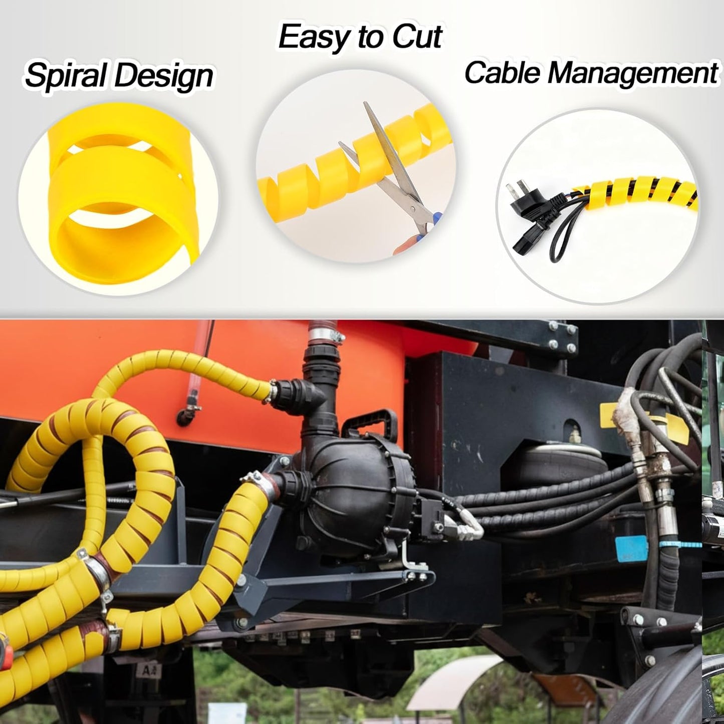Protector cable manguera envoltura espiral 12pies 1pulg resistente