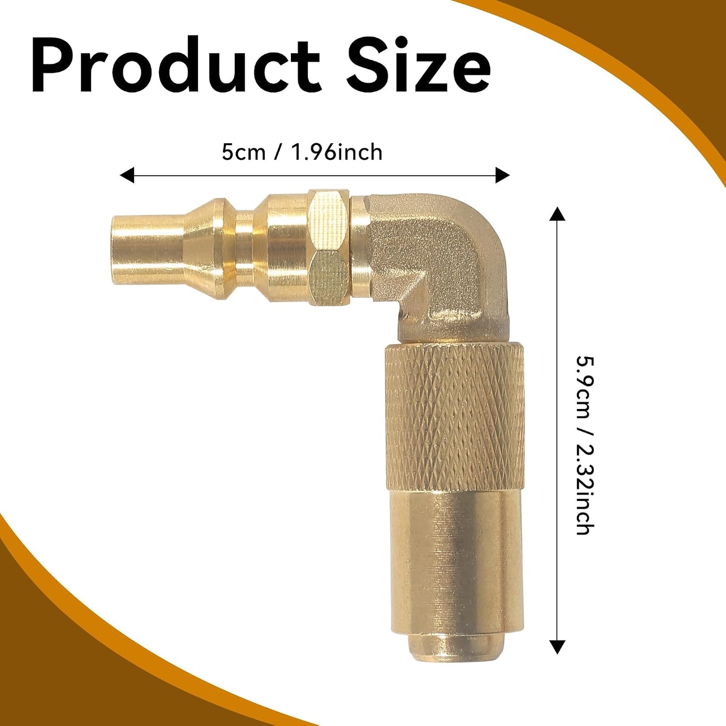 Adaptador RV 1/4pulg codo latón propano parrilla 17-22pulg