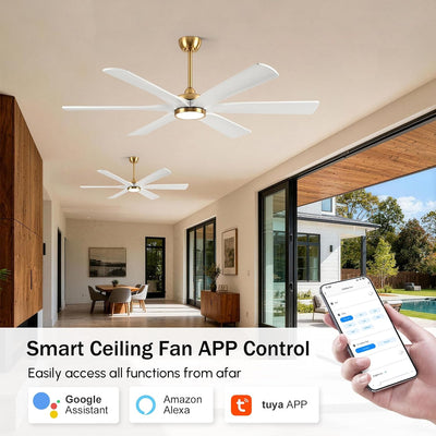 Ventilador techo 72pulg blanco dorado con luz control