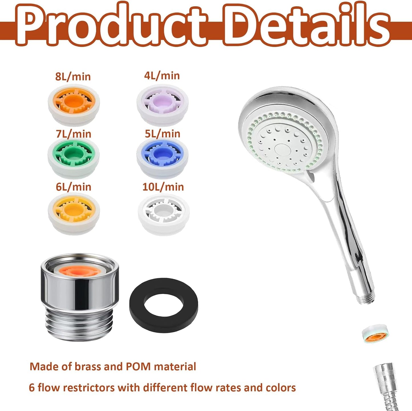 Restrictor flujo cabezal ducha ahorrador agua