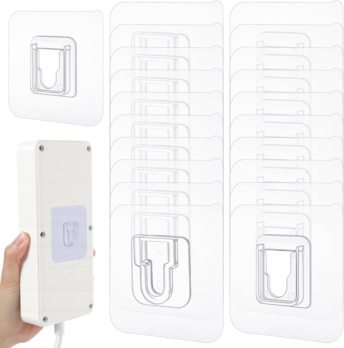 Ganchos adhesivos transparentes doble cara pack 20