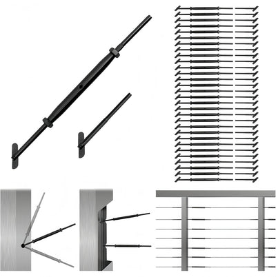 Kit 30 pares barandilla cable negro 1/8pulg tensor acero inox T316