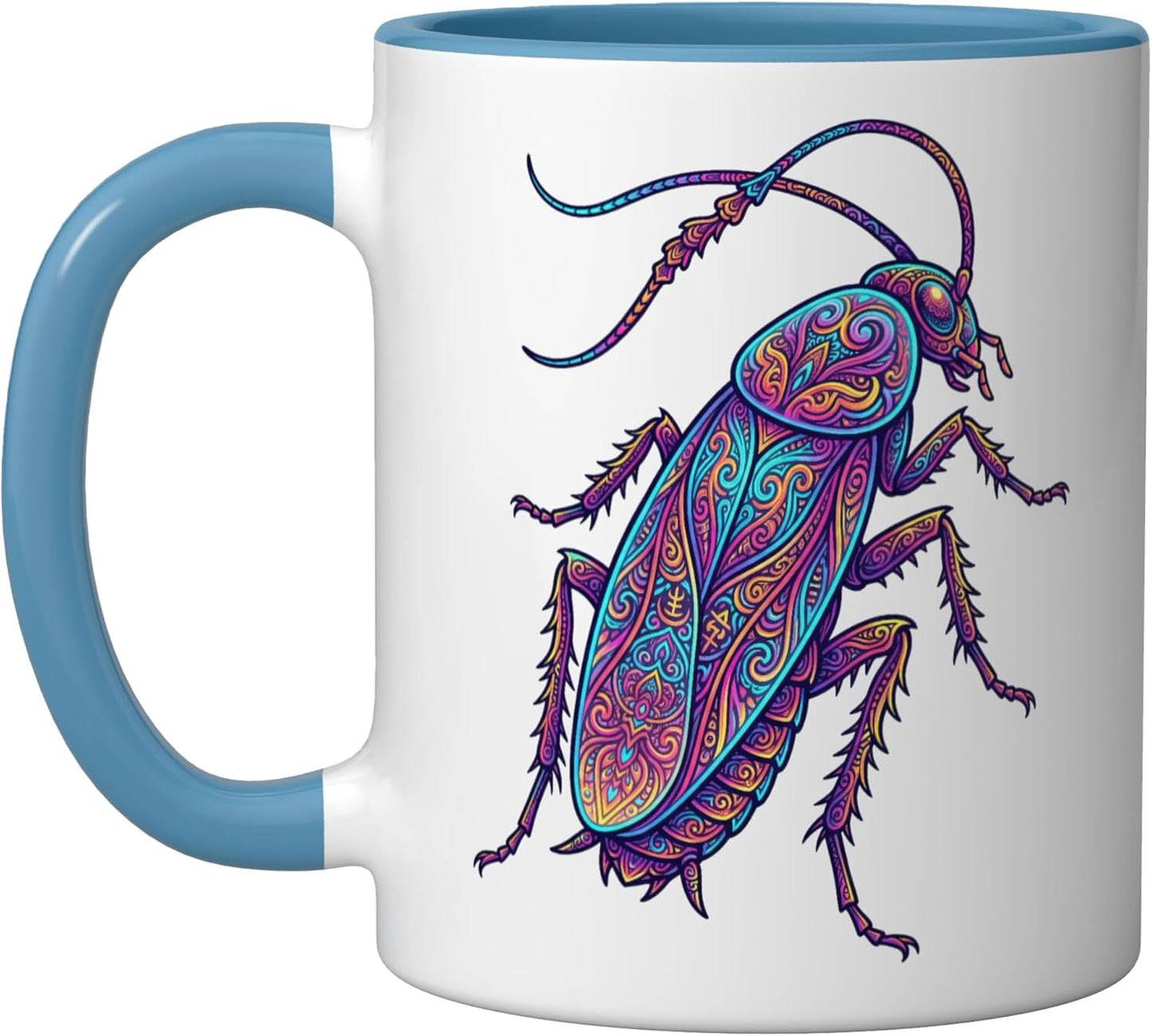 Taza Cerámica para Amantes de Insectos Azul/Blanco