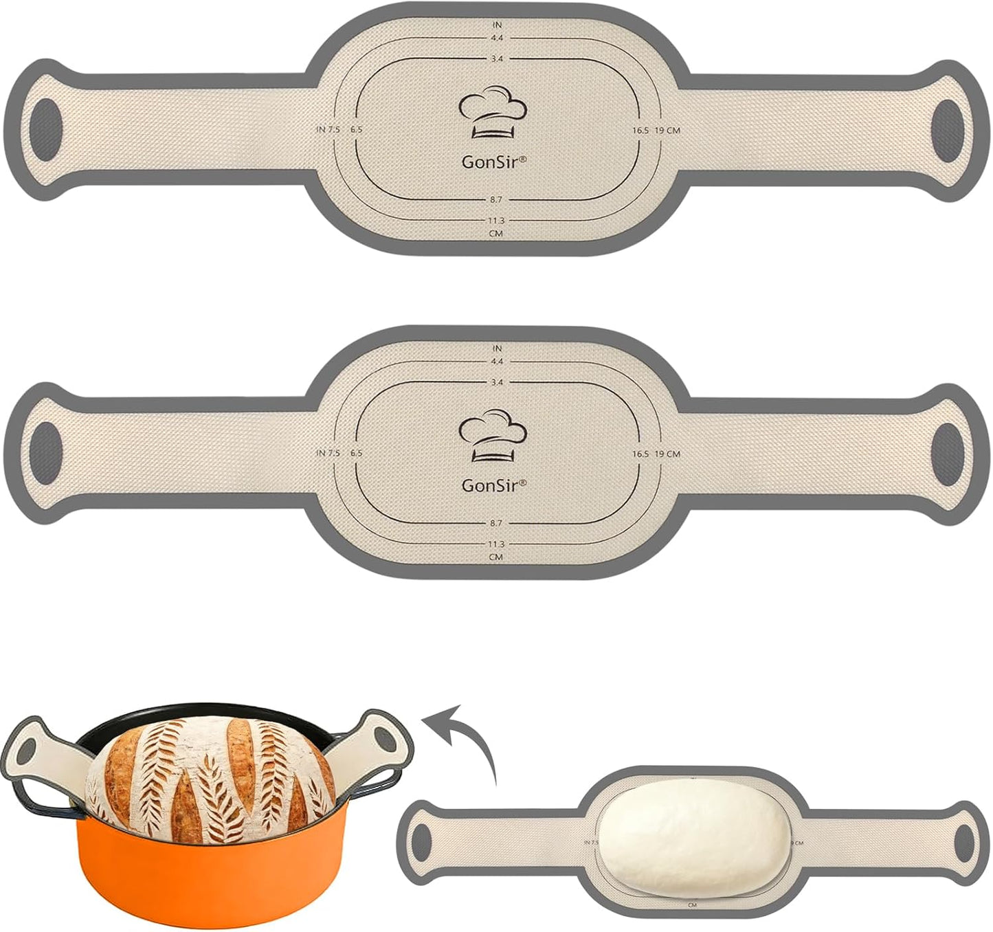 Eslinga de silicona para pan con asas largas antiadherente