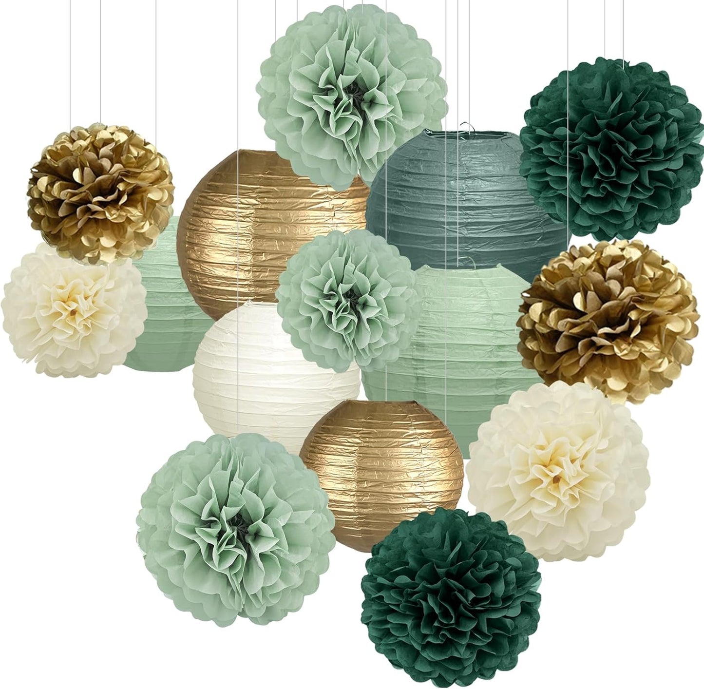 15 Pzas Pompones Farol Colgante Fiesta