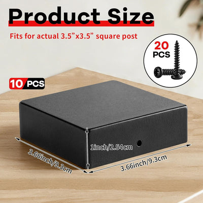 10 Tapas Poste 4x4 Acero Galvanizado Negro para Valla