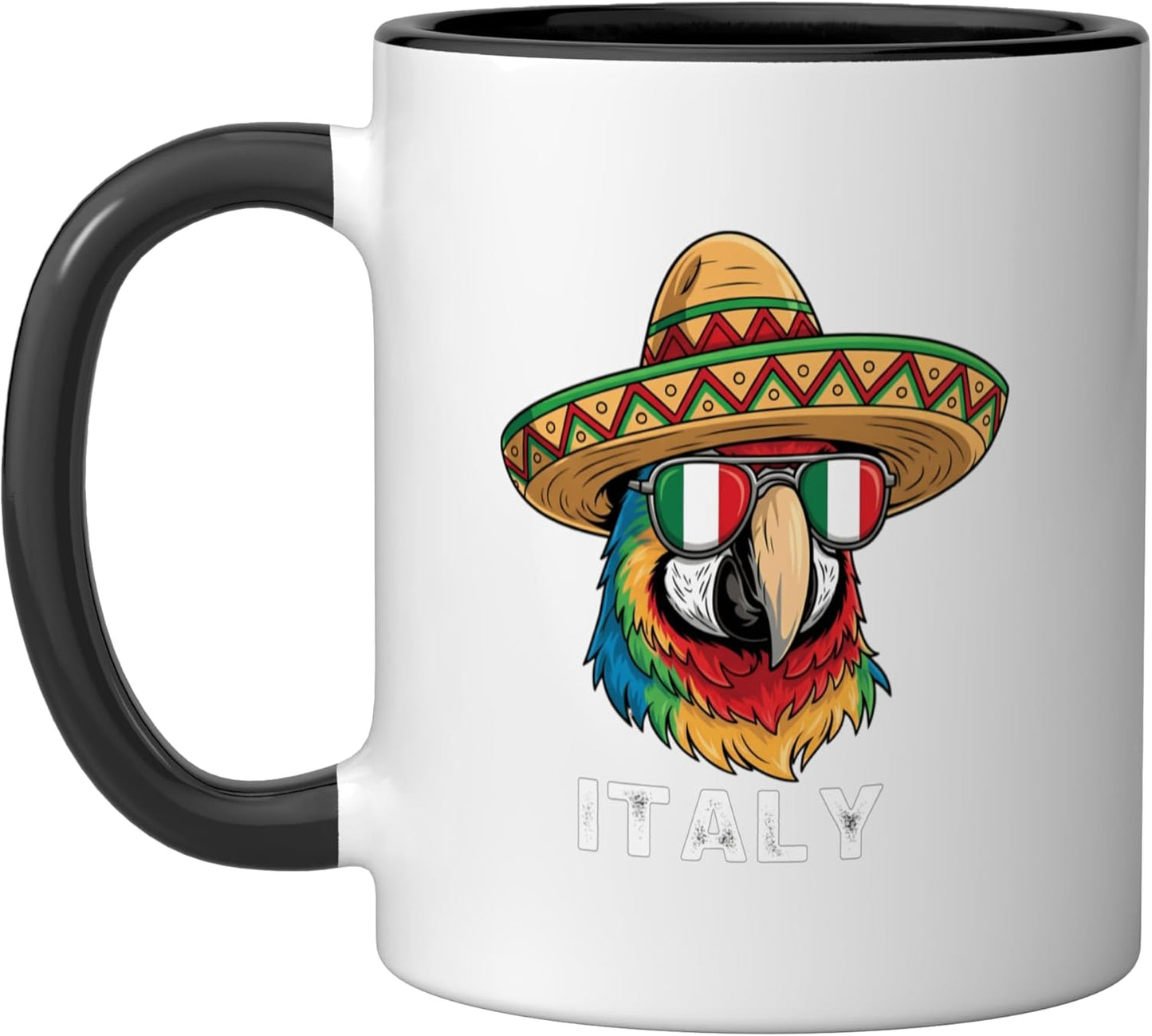 Taza cerámica bandera Italia italiana raíces negro/blanco