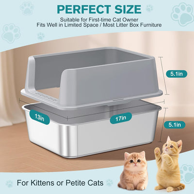 2 Cajas Arena Acero Inox para Gatos con Tapa Antifugas