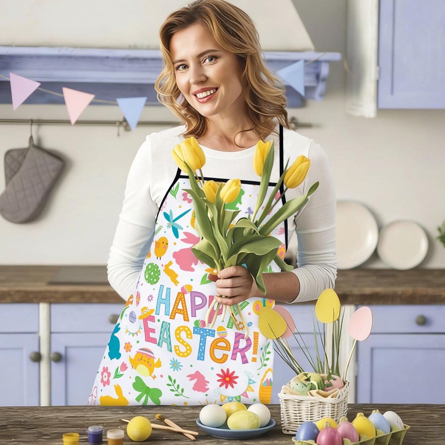 Delantal ajustable con babero para cocina y jardín