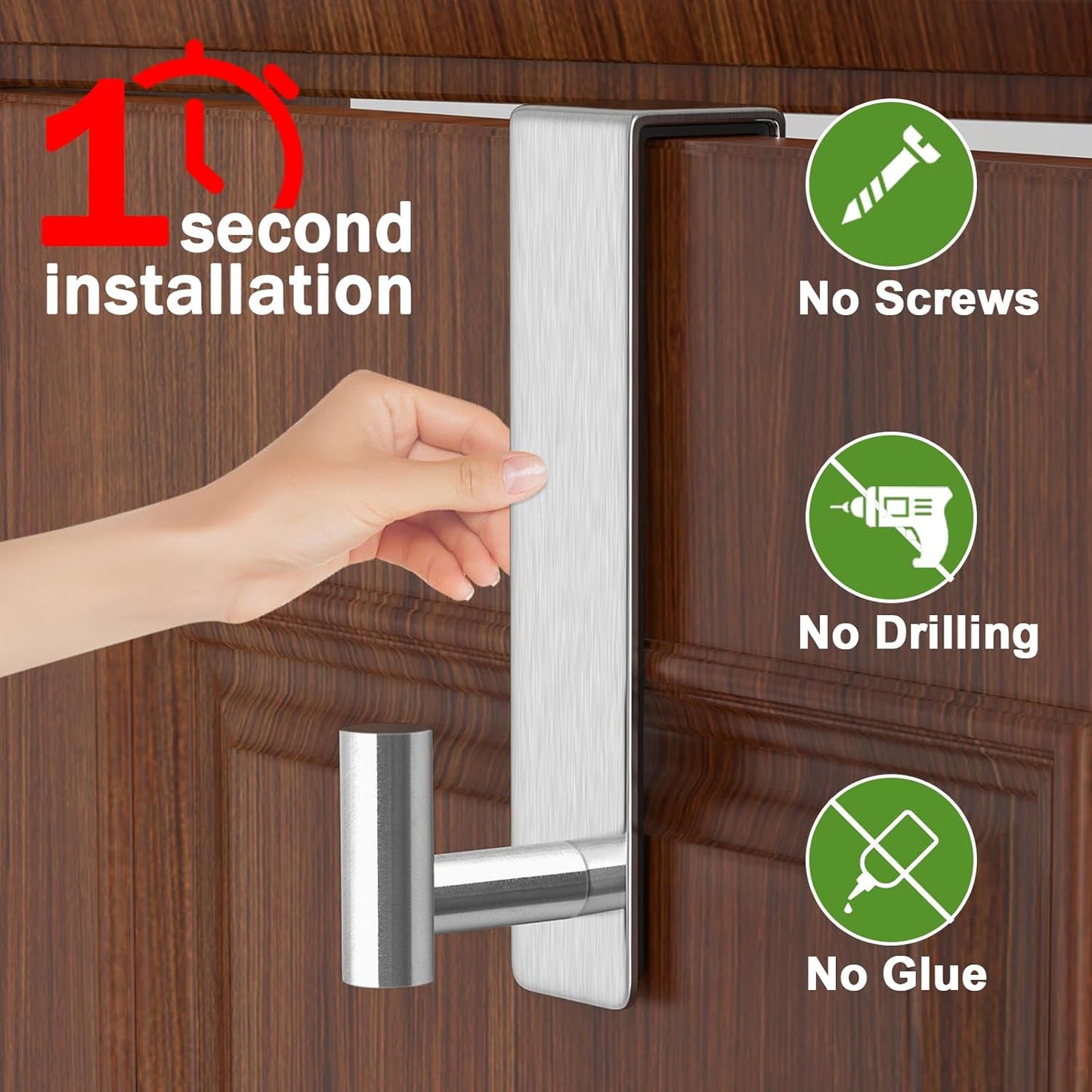 Gancho acero inox resistente para abrigos y bolsos plateado