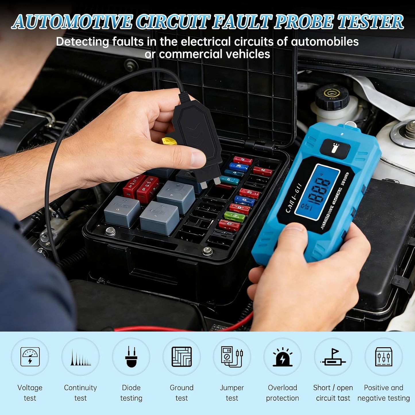 Probador fusibles automotriz 0.01-20A con pantalla LED