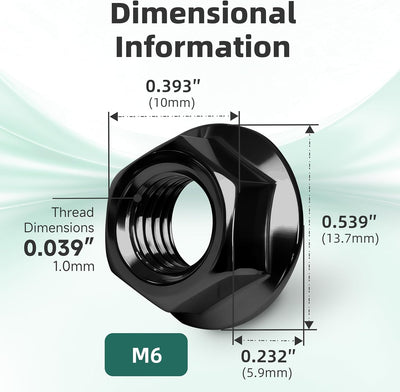 Tuercas dentadas M6 acero carbono grado 10.9 negras uso industrial
