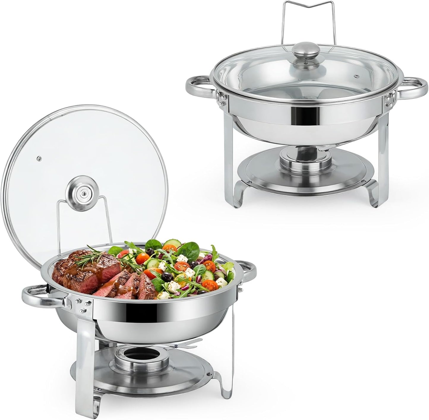 2 Pzas Platos Bufé Redondos 5qt Con Tapa