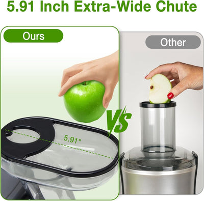 Exprimidor de prensa en frío HealSmart con canal ancho para frutas y verduras