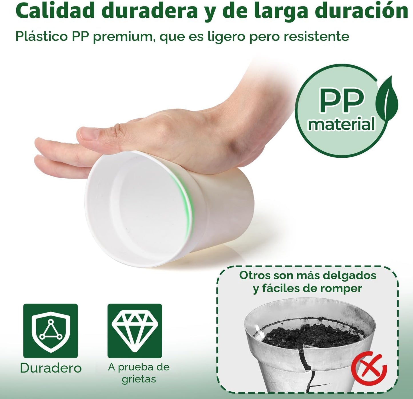 Macetas 4pulg pack 8 con drenaje y platillo para violeta africana