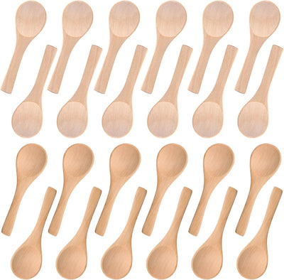 24 cucharas pequeñas de madera 3.5 pulgadas para tarros y cocina