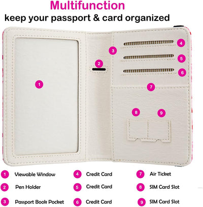 Soporte pasaporte funda cuero RFID para mujer y hombre