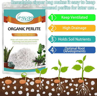 2 Qt Perlita Orgánica para Plantas Interior Drenaje y Crecimiento