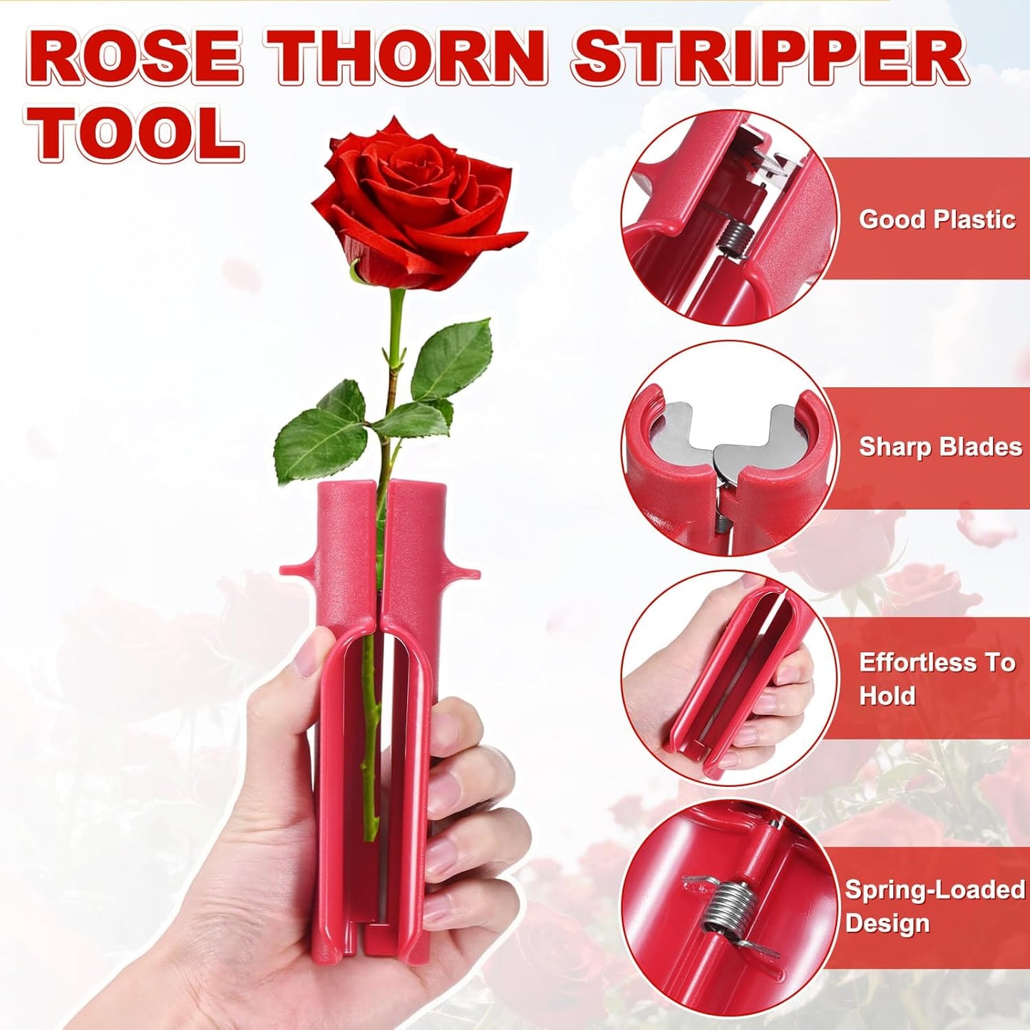 Herramienta pelar espinas rosas tallo plástico metal