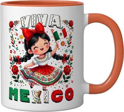 Taza de cerámica para niñas con diseño de bandera mexicana