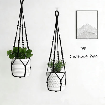 Percha macramé para plantas colgante grande negra
