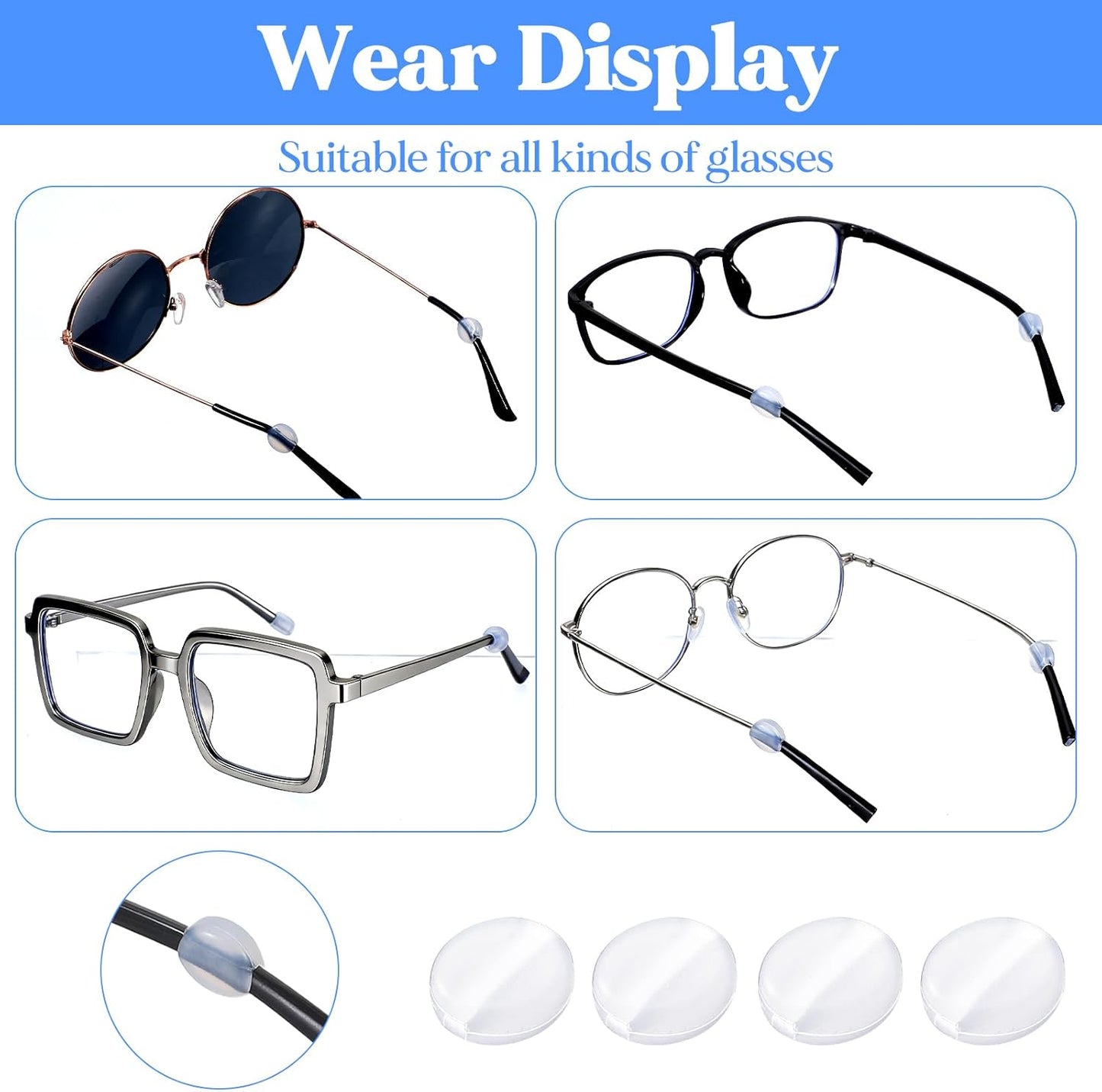 16 Pzas Agarraderas Silicona Blanca Antiderrapantes para Gafas