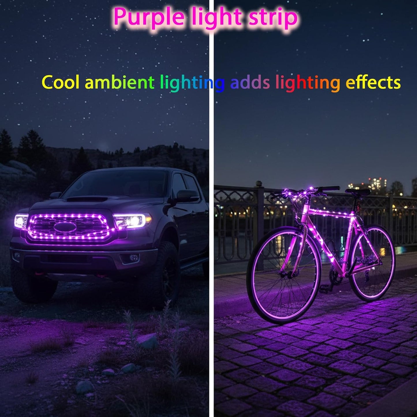 Guirnalda luces LED moradas impermeable 8 modos decoración viaje