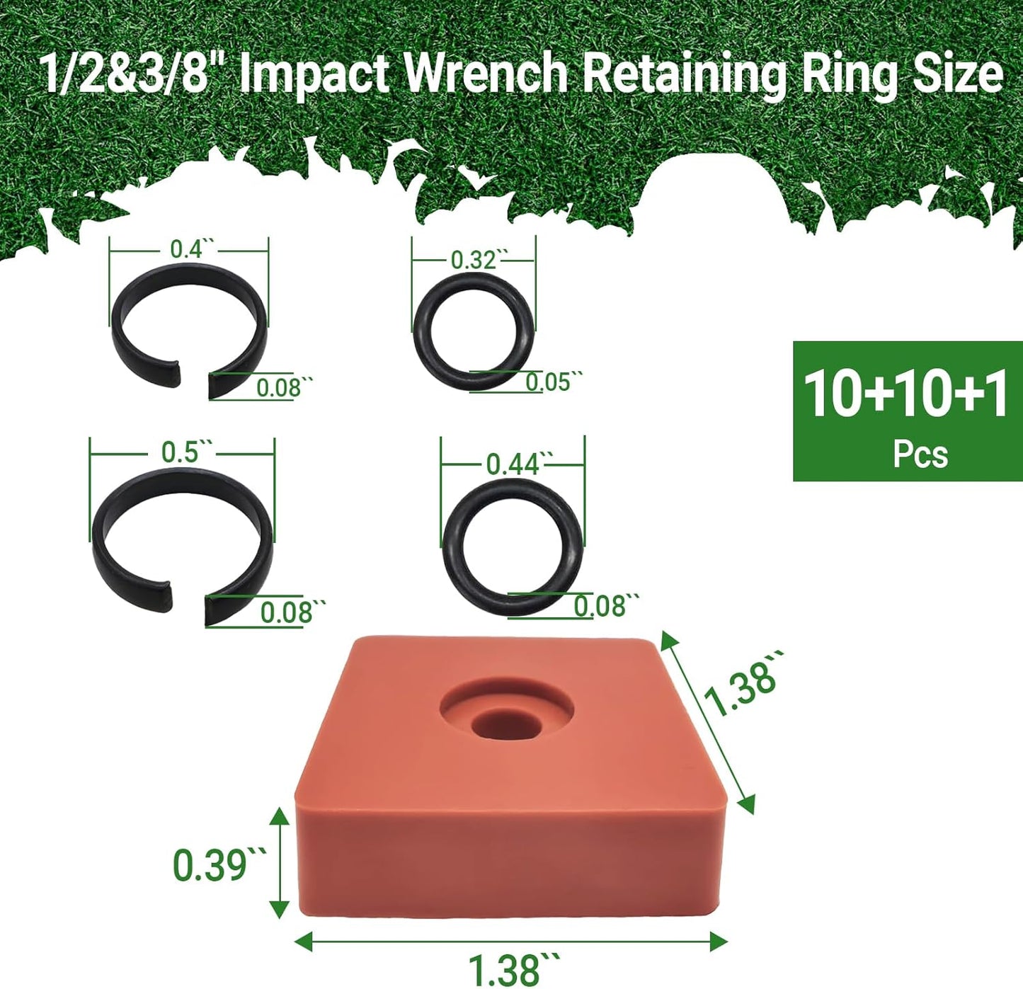 Juego anillos retención llave impacto 3/8-1/2 pulg