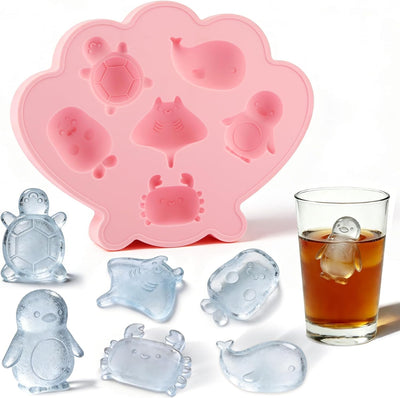 Bandeja cubos hielo silicona formas marinas rosa congelador cocina